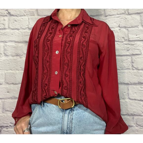 Vintage 90's Tess Silk Blouse - Picture 1 of 8